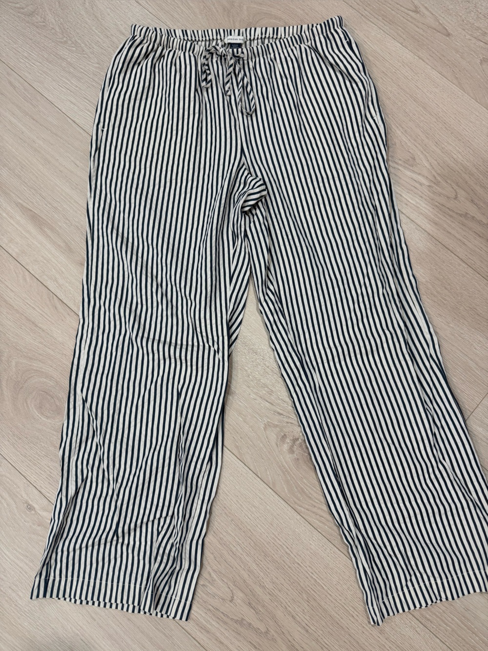 American Eagle Outfitters Black and White Vertical Stripe Wide-Leg Pants